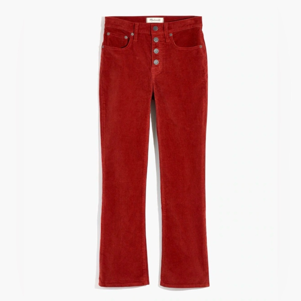 NWT Madewell Cali Demi-Boot Jeans Corduroy Button-Front Canterbury Red 25